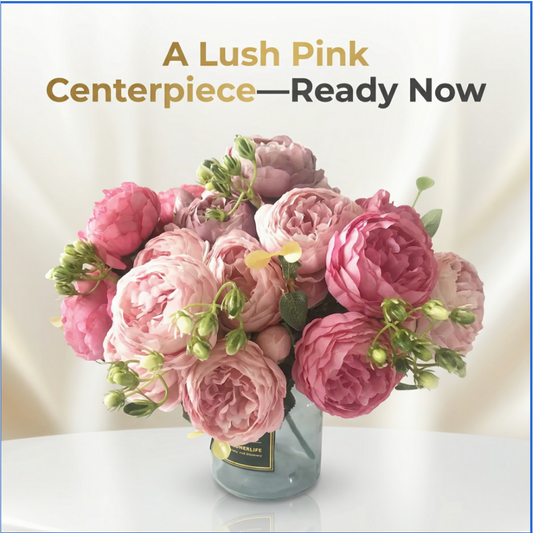 Rose Pink Silk Peony Artificial Flowers Bouquet